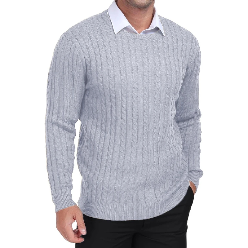 Animal Game Mens Sweater Crewneck Cable Knit Long Sleeve Pullover Sweater Casual Sweaters for Men Spring Knitted Work Jumper