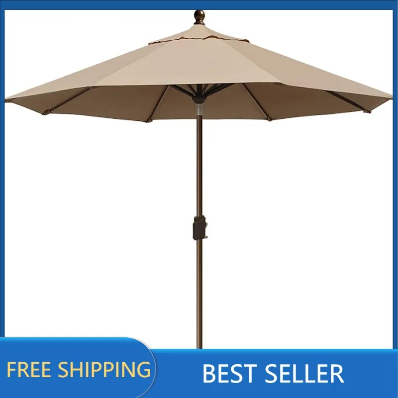 

USA 10-Year-Non-Fading Sunumbrella 9Ft Market Umbrella Patio Umbrella Outdoor Table Umbrella with Ventilation, Heather Beige