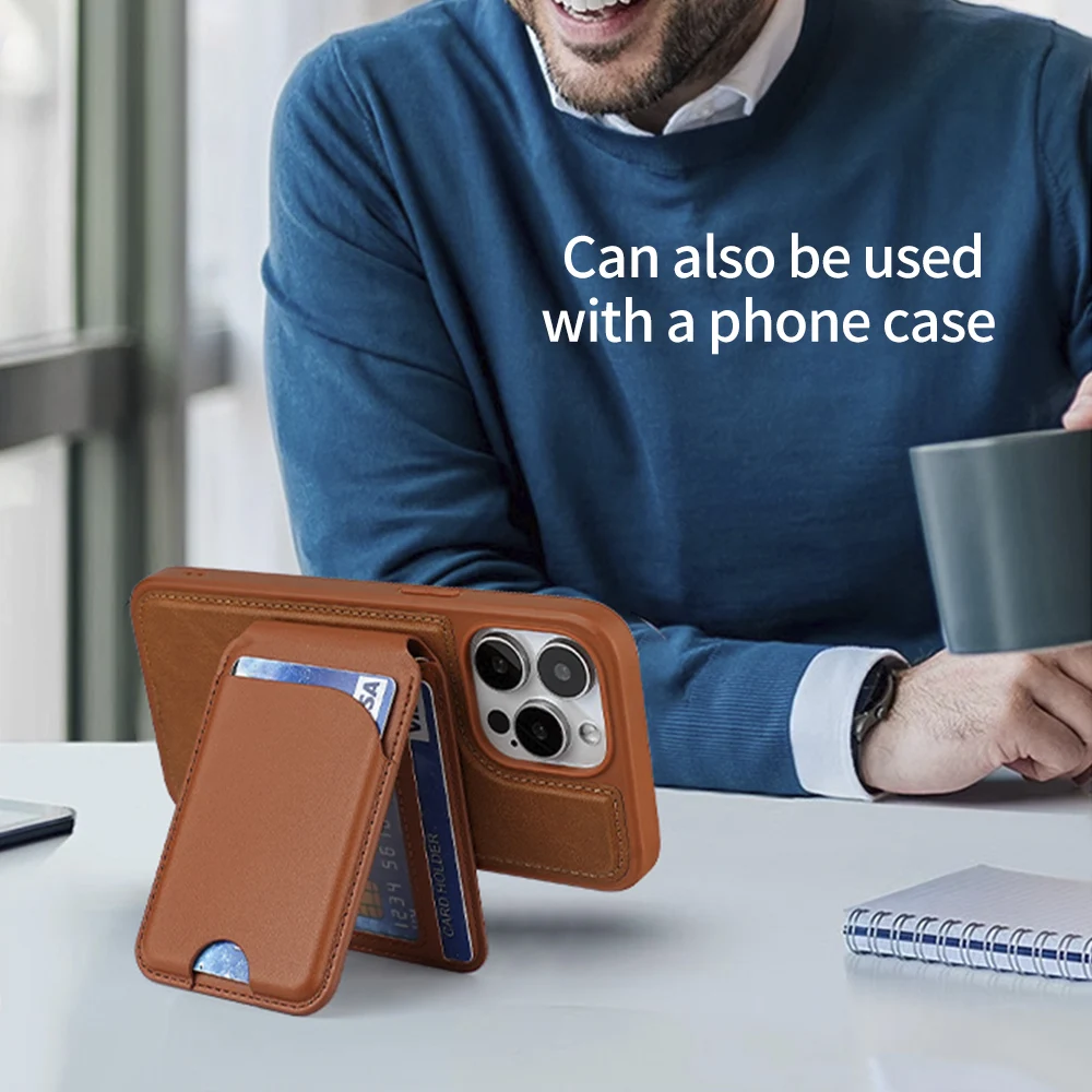 Luxury Leather Magnetic Wallet Case with Detachable Card Holder and Foldable Stand