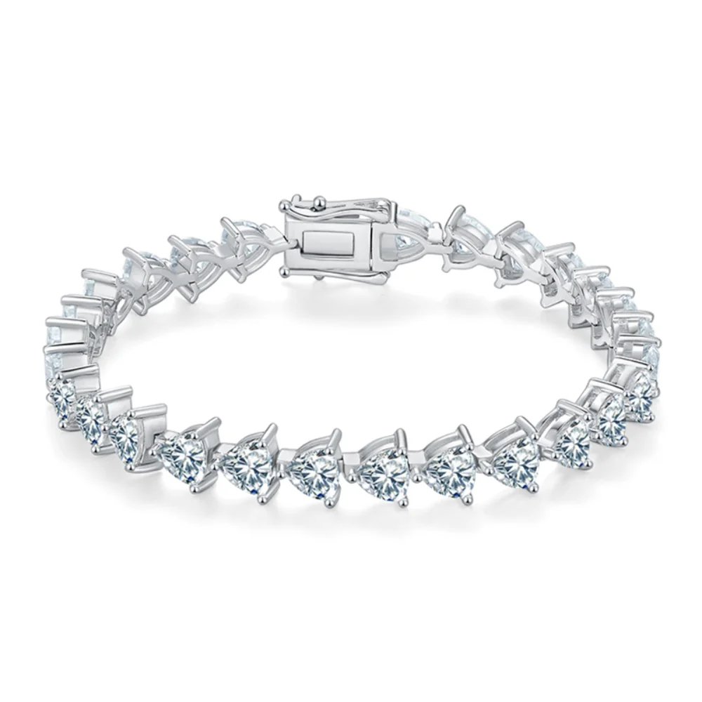 

BOEYCJR 925 Silver Trillion Cut 5x5mm 0.5ct each D color VVS1 Tennis bracelet Moissanite Bracelet For women