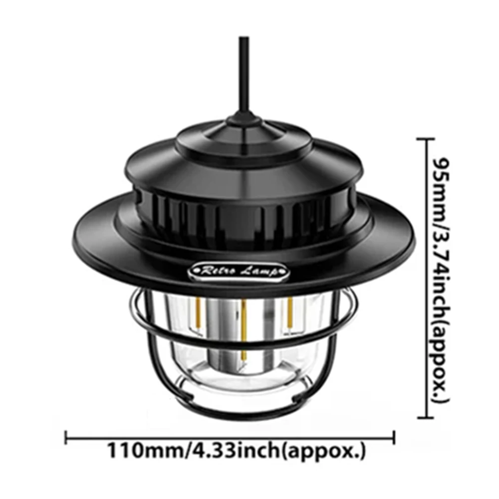Camping Lantern Retro Portable Waterproof Emergency Dimmable Hanging Tent Lamp for Outdoor Hiking