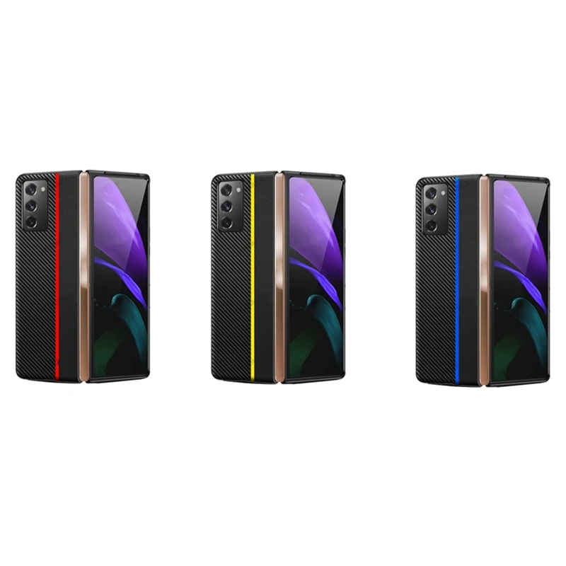 Per Samsung Galaxy Z Fold 2 Case Retro Fiber Leather Full Fit Cover Hard Pc Antiurto Shell Per Z Fold 2 Case