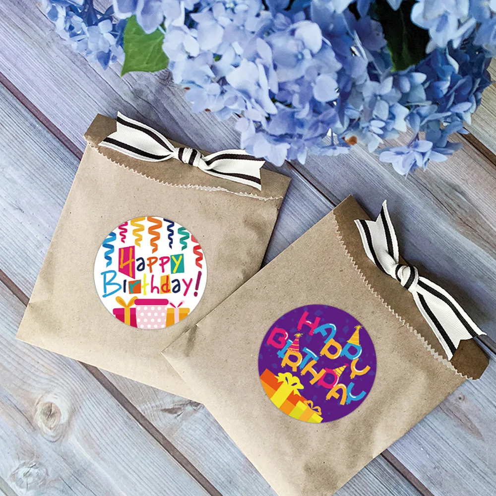 50-100 stücke alles Gute zum Geburtstag Aufkleber Geschenk verpackung Versiegelung etikett DIY Party Dekoration selbst klebende handgemachte Schreibwaren Aufkleber – Detail 10