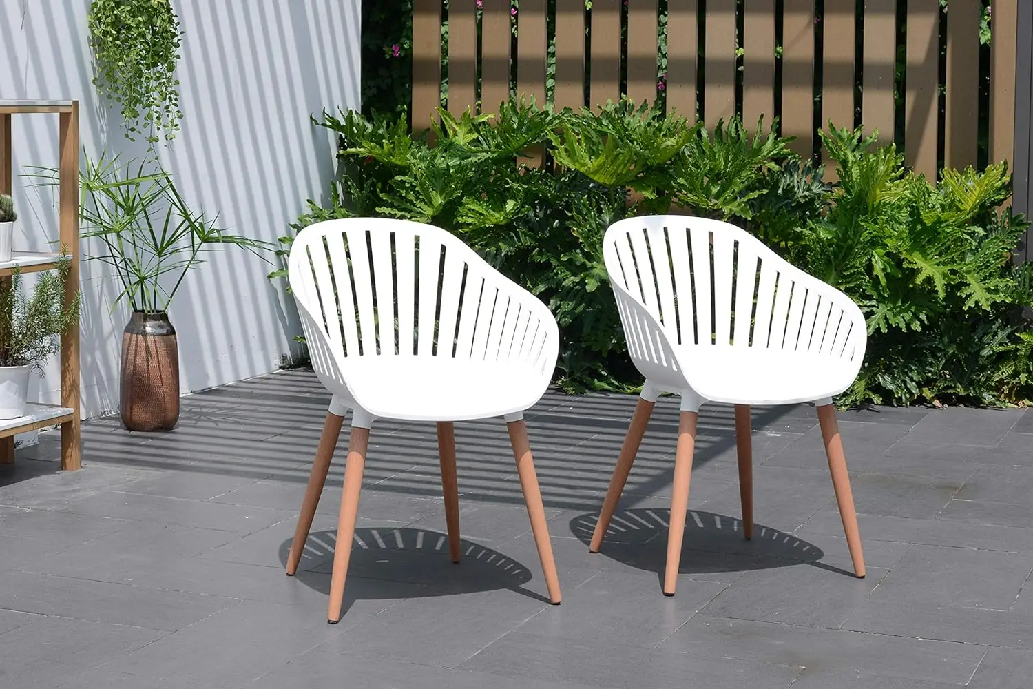 

Brampton Chiavari Outdoor Chairs Set of 2 | Eucalyptus Wood Legs| Perfect for Patio, 2-Piece, Dark Teak Finish