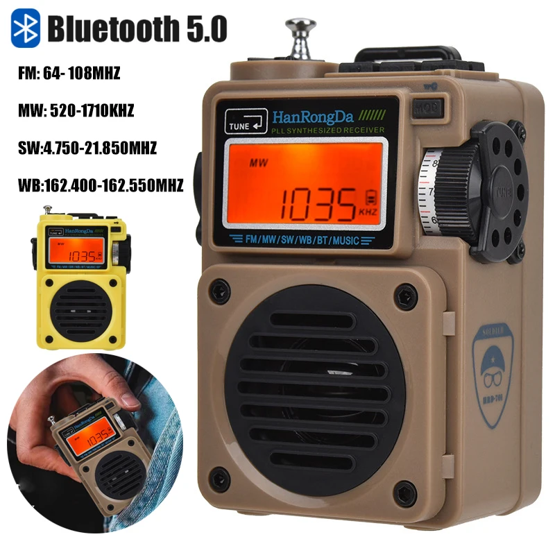 Geüpgradede Full Band Radio Draagbare FM/MW/SW/WB Radio-ontvanger Bluetooth 5.0 Luidspreker TF Muziekspeler Ondersteuning Wekker Slot_voghion.com