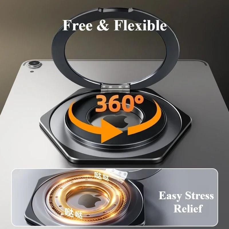 Eary Aluminum Alloy Magnetic Tablet Holder With 360° Rotate Kickstand Adhesive Mount Stand Small Bracket Universal for iPad Mini