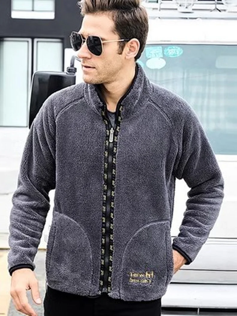 Polar Fleece Jacket Outdoor cold resistance on both sides polar fleece pullover men's thickening and wool cardigan coat Jackets
