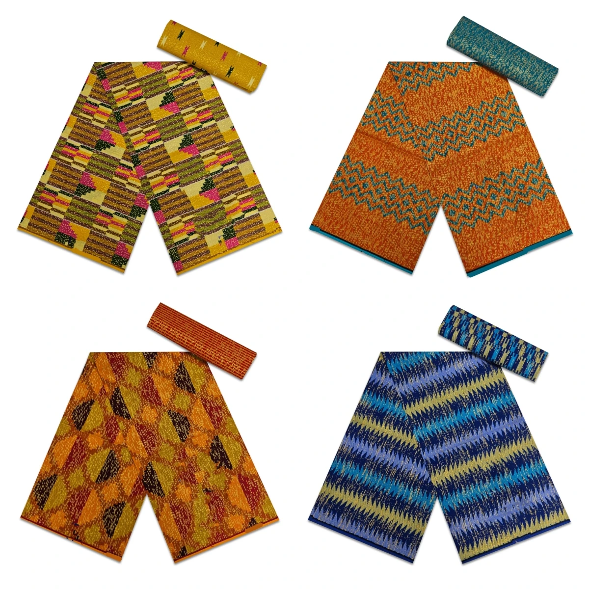 

100% хлопок гарантированный настоящий Африканский Золотой Kente восковая ткань 4 + 2 ярда в Гане стиль Анкара восковая ткань с золотой строчкой