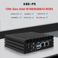 Topton X86 P5 Fanless Mini PC Firewall Router 12th Gen Intel i3-N305 N100 DDR5 4800MHz 2x i226-V 2.5G 2x HDMI2.1 Proxmox Server 2