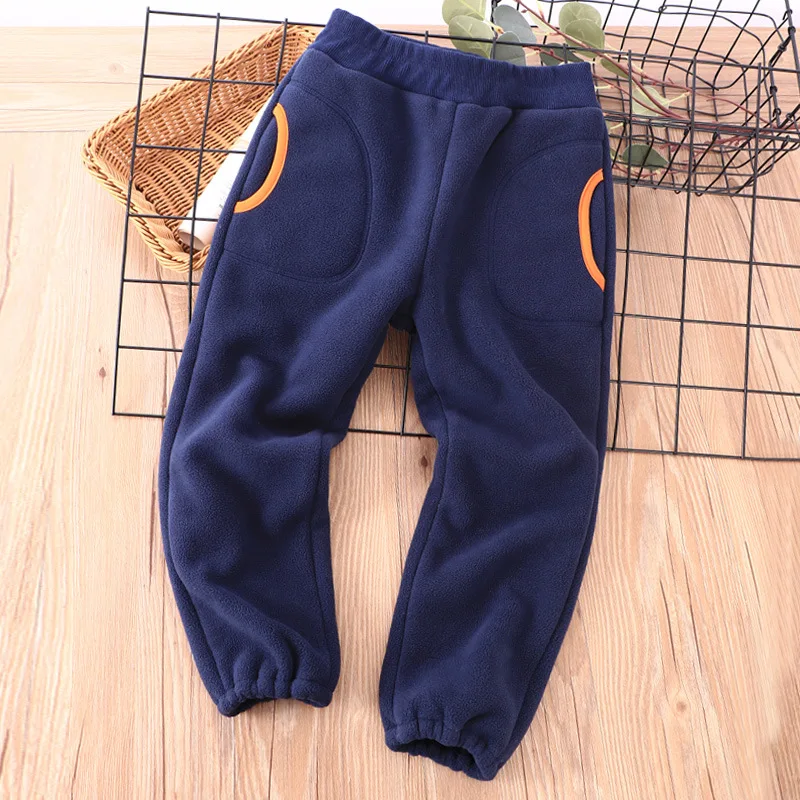 

3-14 Years Autumn Winter Girls Boys Thermal Trousers Elastic Waist Polar Fleece Kids Boys Thick Warm Sweatpant Jogger Pants