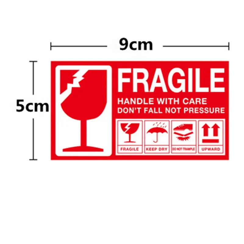 Fragile Stickers 50pcs Big Labels 15cm*9cm 10cm*10cm Fragile or Bend Handle with Care Warning Packing Labels for Goods