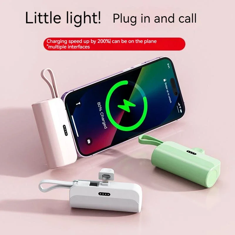 30000Mah Mini Small Power Bank Per Iphone Xiaomi Huawei Caricabatteria Portatile Cavi Incorporati Tipo C