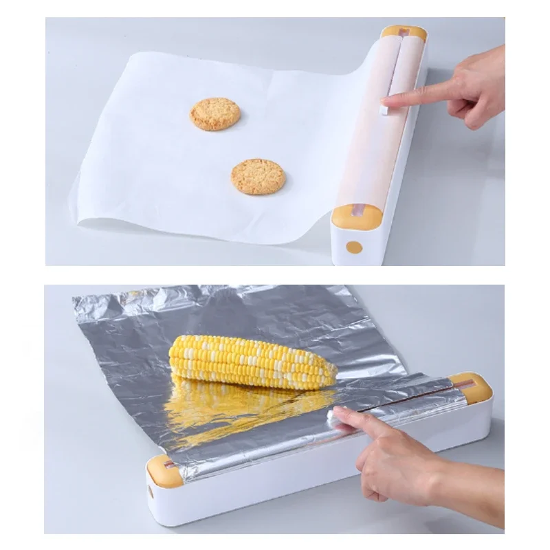 Cling Film Cutting Box Wall-mounted Magnetic Plastic Wrap Tin Foil Baking  Paper Cutter Dispenser Household Kitchen Accessories - AliExpress