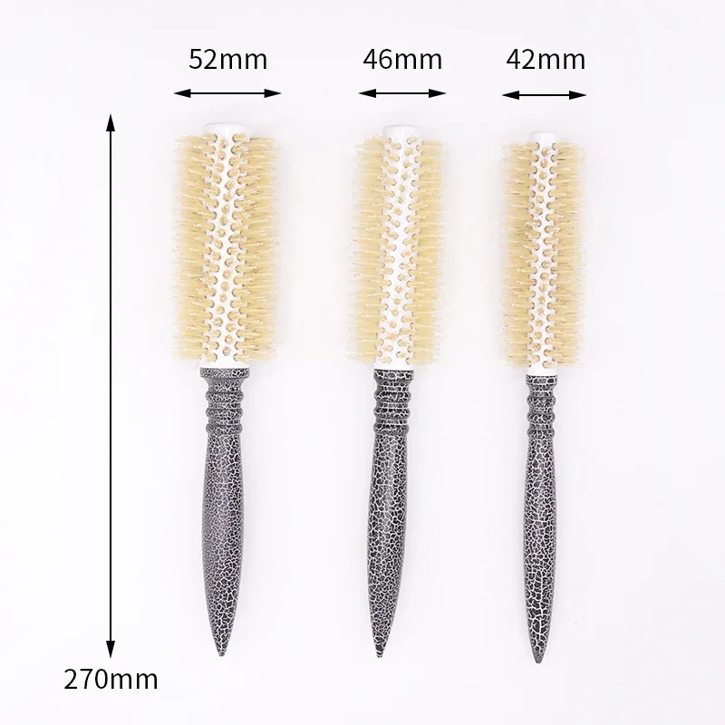 

Boar Bristles Hair Brush Women Round Barrel Blowing Curling Styling Hair Comb Wholesales Anti Static Roll Hairbrush 6PC/Pack