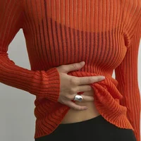 Économie à manches longues rayés pour femmes, t-shirts moulants, tenues en Y, vêtements de soirée club, blanc, élégant, transparent, mode 2023 3