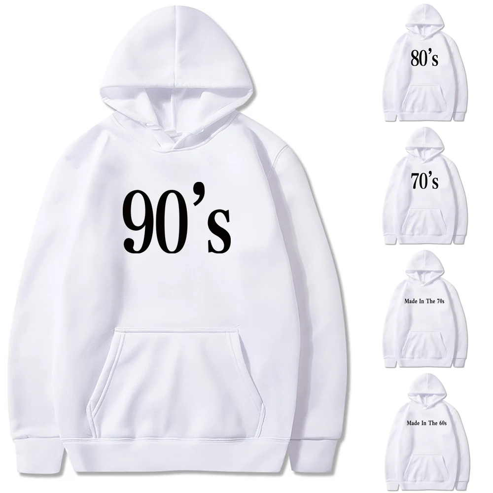 

2022 Streetwear Hoodies Made In The 60s~90s Letter Printing Men Women Sweatshirt Autumn Long Sleeve Hooded Pullovers Streetwear