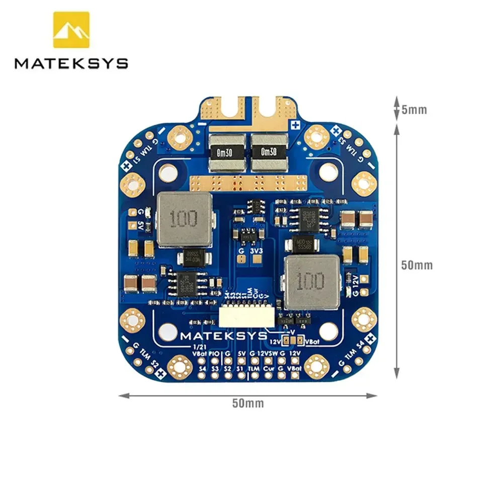 Détail du capteur de courant intégré sur la Matek FCHUB-12S V2 pour drone FPV 3-12S