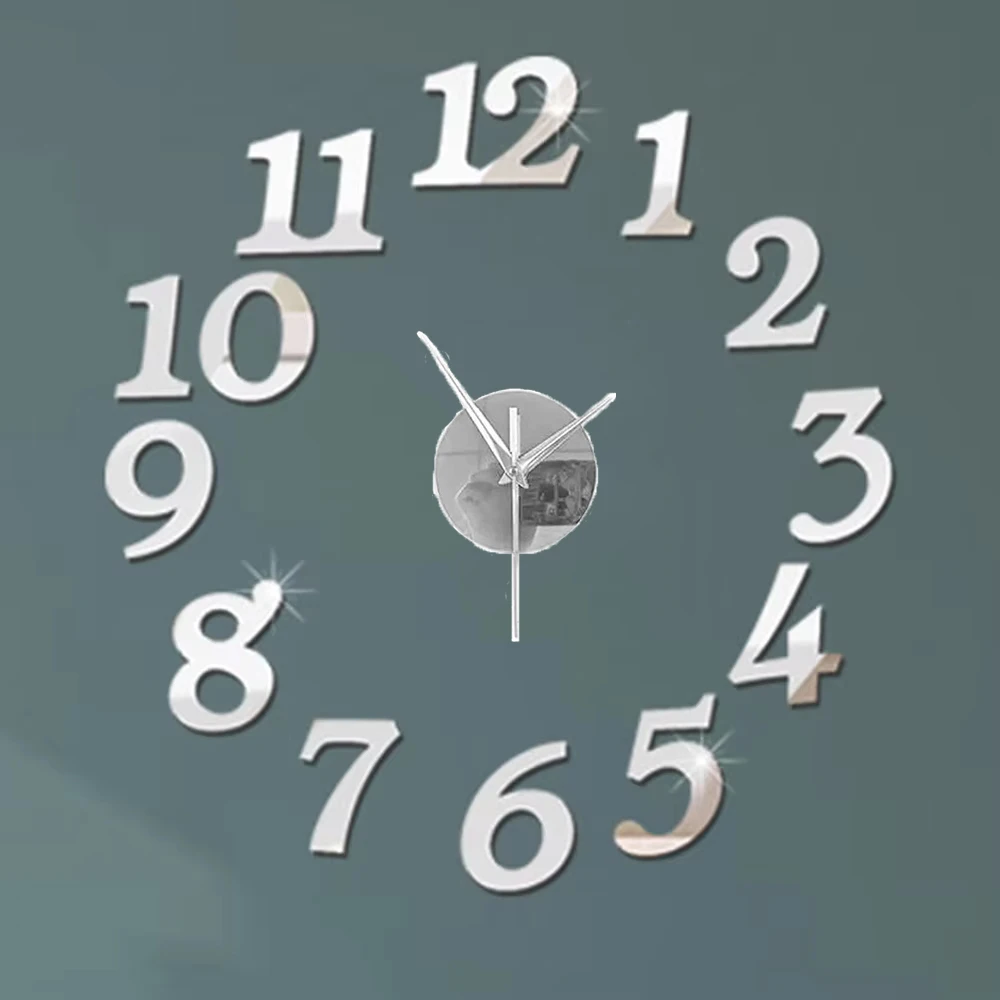 27inch Nordic Wall Clock Dining Restaurant Cafe Decorative Wall Mirror Sticker Acrylic Face Silent Clocks Living Room Decoration