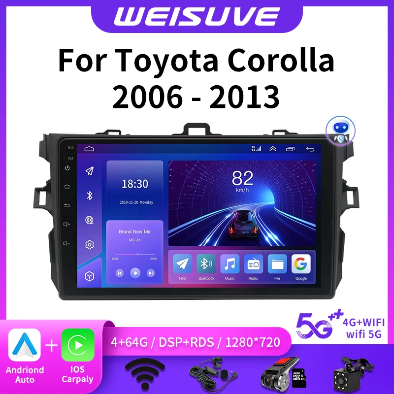 Autoradio 9 ", Android, lecteur multimédia, DVD, haut parleurs, 2 Din