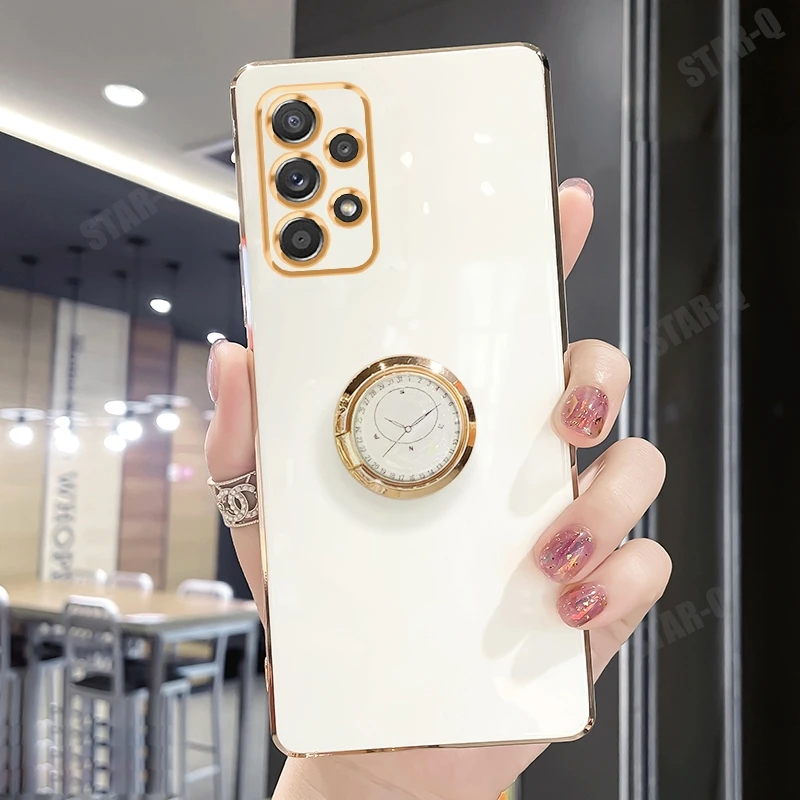 Luxury Plating Ring Holder Stand Silicone Phone Case Cover