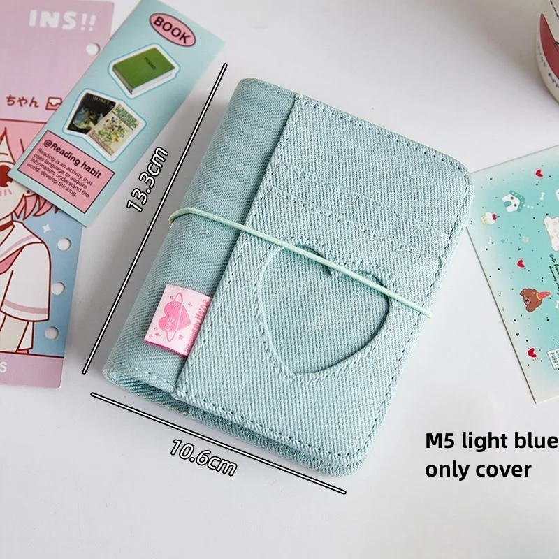 M5 Denim Binder Heart Cutout Cover Tragbares Scrapbook-Set für Stempel/Fotos Journal Planer Album Kreatives Briefpapier Geschenkidee – Detail 4