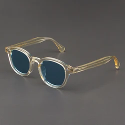 Johnny Depp Sunglasses Man Lemtosh Polarized Sun Glasses Woman Luxury Brand Vintage Yellow Acetate Frame Night Vision Goggles
