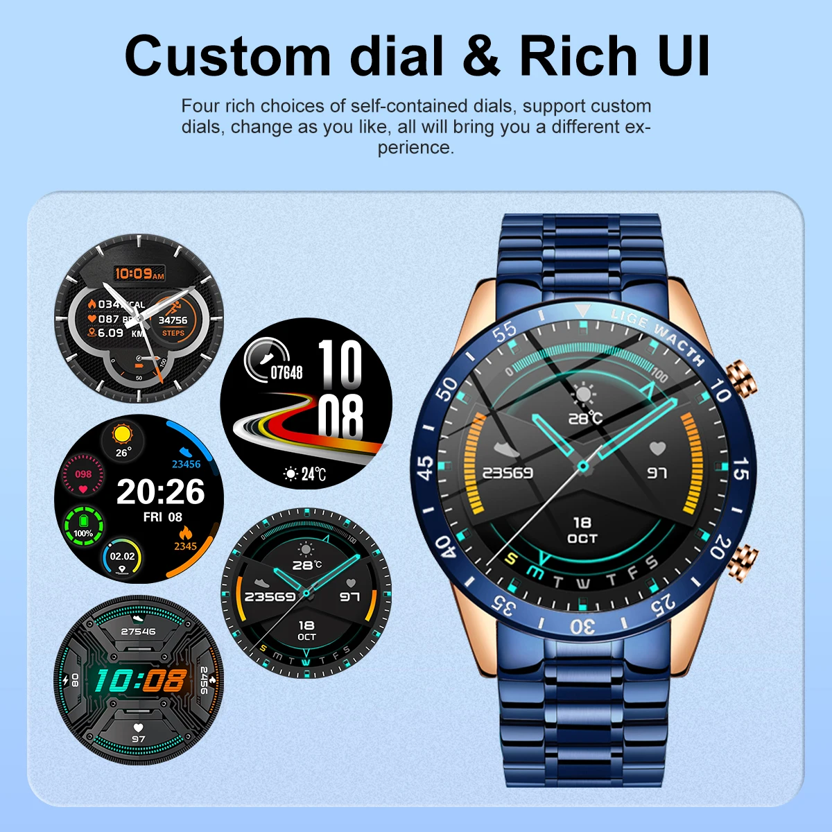 2024 LIGE Smart Watch Men Fashion Full Touch Luxury Bluetooth Call Smart Watches Men Waterproof Sport Fitness Smartwatch For Men
