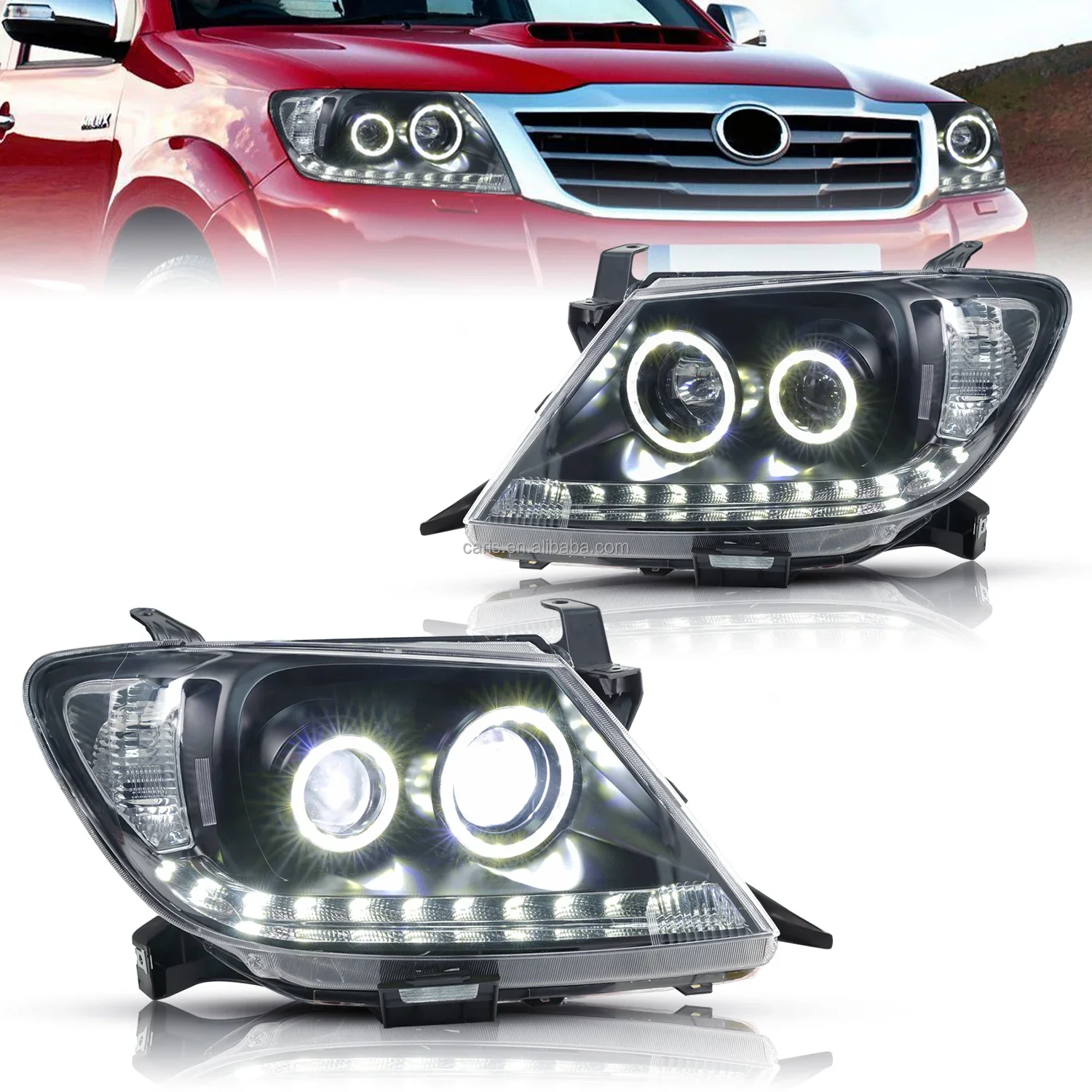 

Archaic new design For Hilux REVO/ROCCO 2005-2011 Car Head lights with Sequential Turning Signal Head Light Lamp Angel eyes