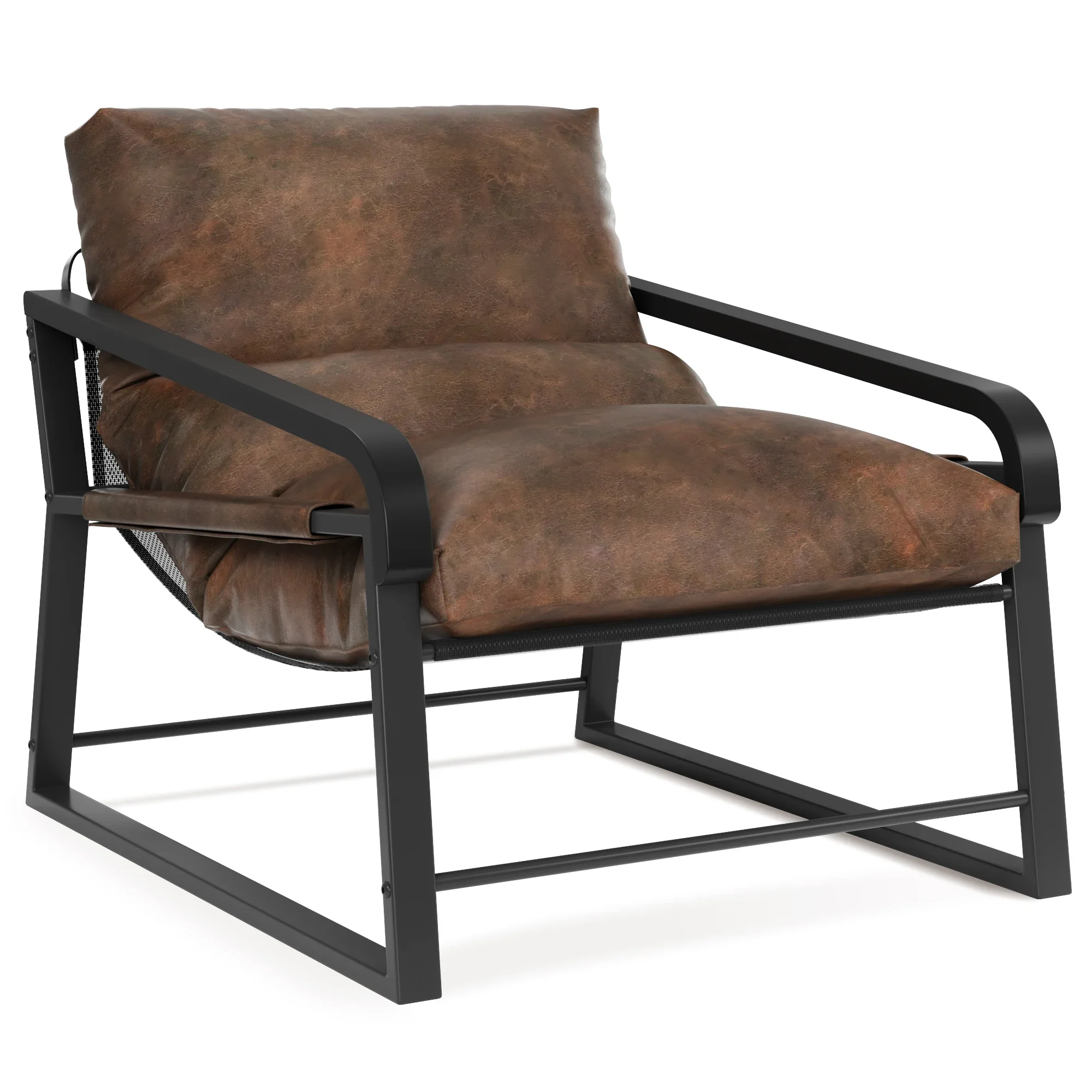 

Modern Metal Frame Accent Chair, Comfy Armchair with Cushion, Lounge Sofa Chair for Living Room, Bedroom - Brown