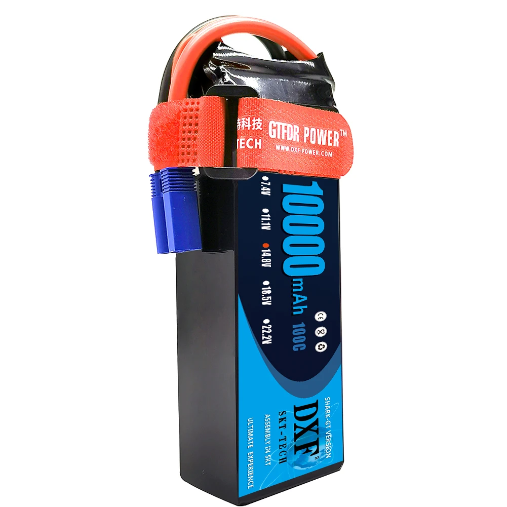 DXF 2 confezioni da 14,8 V batteria Lipo, 10000 mAh 4S Lipo, tensione 14,8 V, scarica continua 100 °C, EC5, per auto RC Tr, Slash VXL, E-Maxx, E-Revo. Potenza e durata garantite