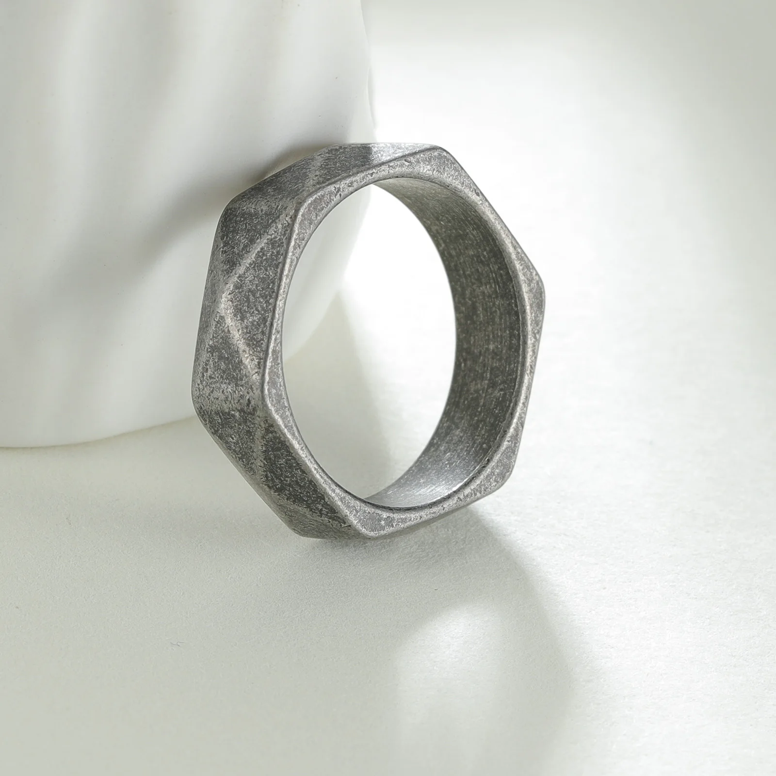 Unisex Geometric Stainless Steel Ring – 6MM Width, Sizes 6-12