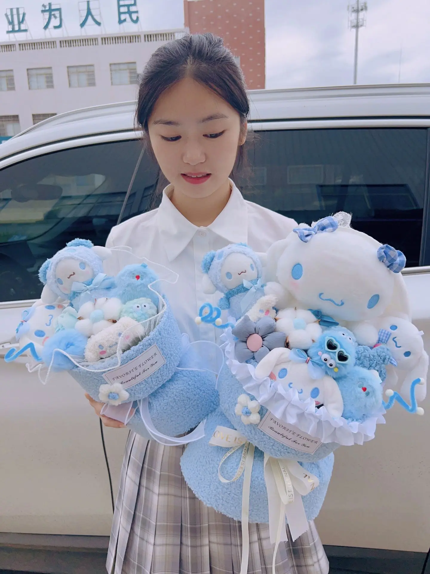 Sanrio Cinnamoroll Kuromi 인형 꽃다발, Kawaii 플러시 장난감 여자 친구의 생일을위한 발렌타인 데이 선물, 귀여운 플러시 장난감
