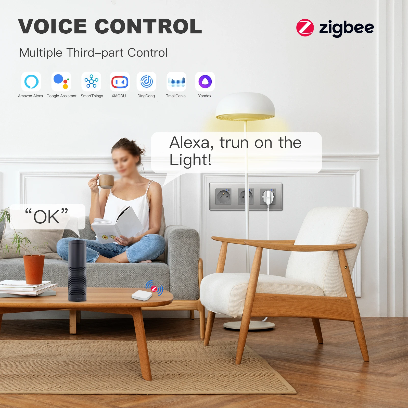 Prise connectée super SLIM - Zigbee 3.0 pilotable - DOMOCELEC