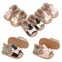 Baby Summer Sandal for Toddler Girls 0-1 Years Glitter Bowknot Anti-slip Soft PU Casual Walikng Shoes Outdoor Summer Shoes 3