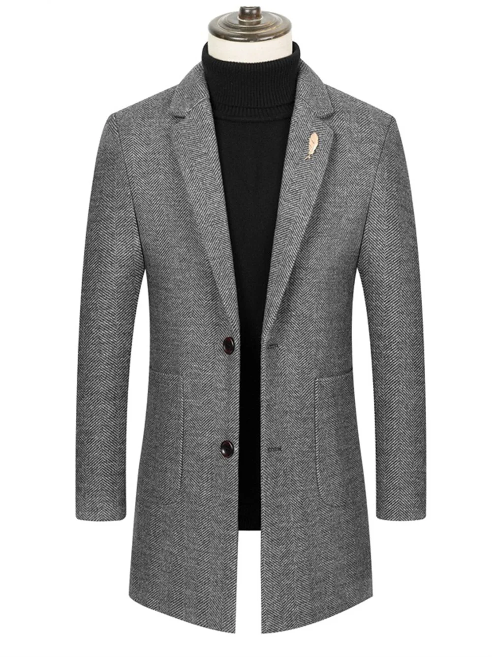 Jacket Blazer Male suit 2023 New in Business Casual Suit Collar Trench Coat Wool Men's Trench Coat Single-breasted Slim Coat