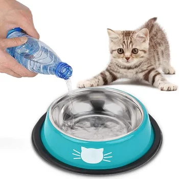 Thick Non-slip Cat Dog Food Bowl Foods Utensils Single Stainless Steel Pet Bowls For Cats And Puppies Cat Accessories 1