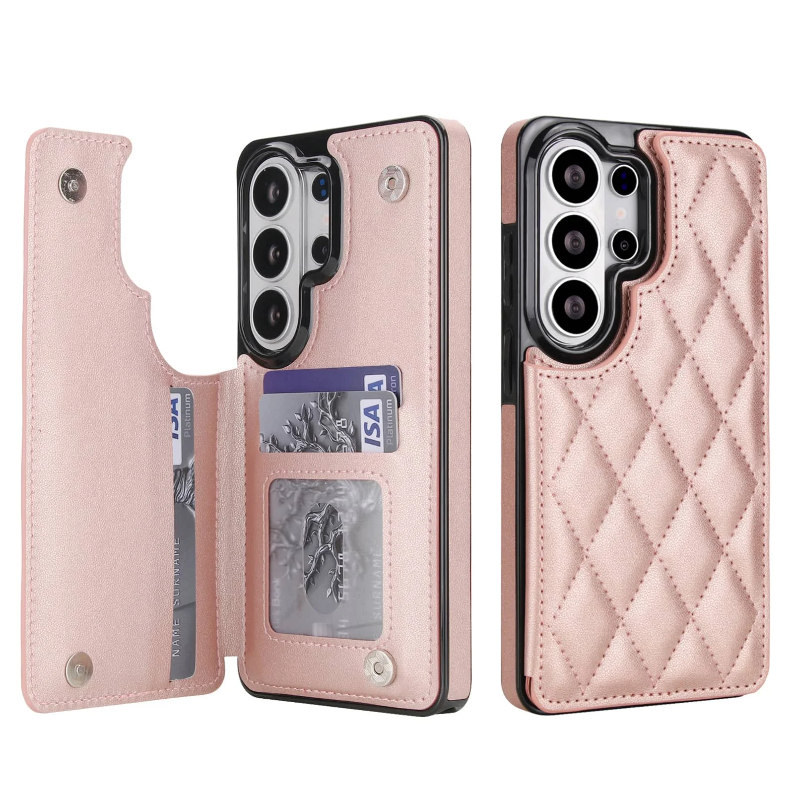 Luxury Flip Folio PU Faux Leather Wallet Cover with Card Slots and Kickstand