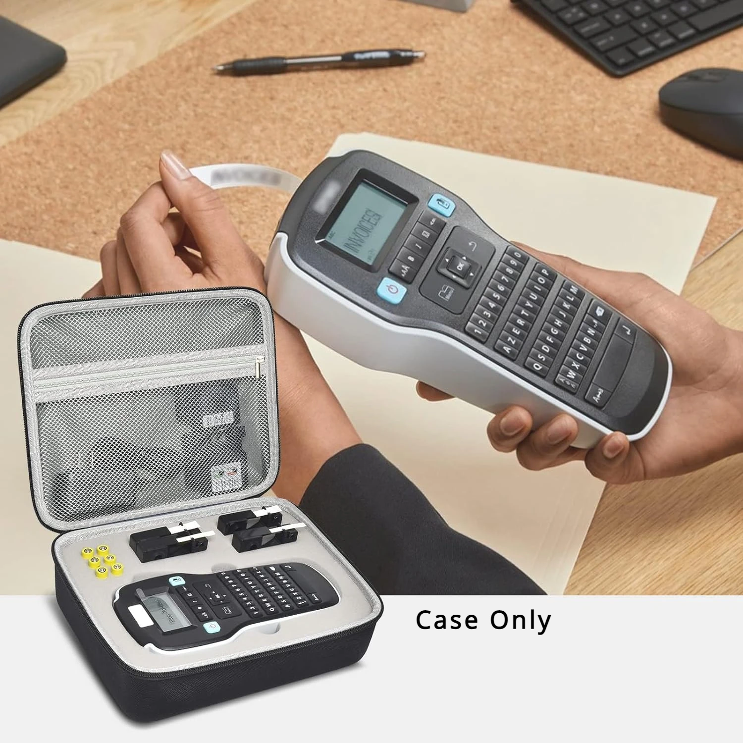 Label Maker Case Compatible with DYMO LabelManager 160/280 Portable Label Maker Printer Storage Organizer for AC Adapter