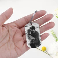Lemegeton Personalized Photo Keychain Laser Engrave Photos Text Tag Key Chain Custom Car Keyrings Accessories Couple DIY Gifts