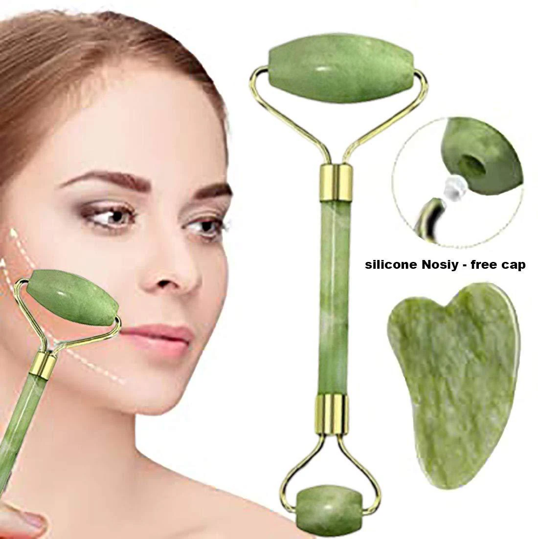 

Jade Roller Massager for Face Roller Gua Sha Jade Stone Face Massager Thin Face Lift Anti Wrinkle Facial Beauty Skin Care Tools