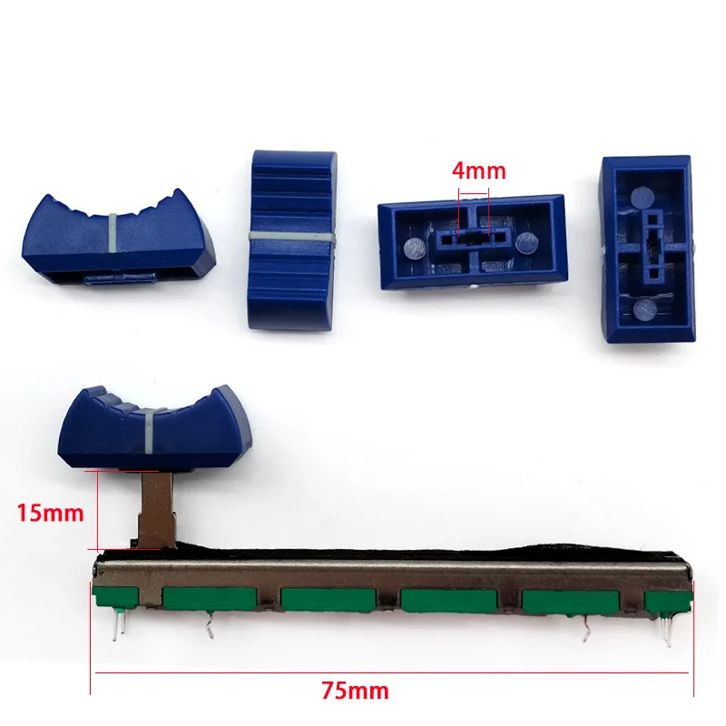 2Pcs Pioneer Potenziometro Scorrevole Push Rod B10K Pioneer Djm 400 500 600 Mixer Volume Push Rod Blue Hat