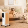 HOMCOM 1500W Oil Filled Radiator Heater w/ 3 Heat Settings Remote Control White