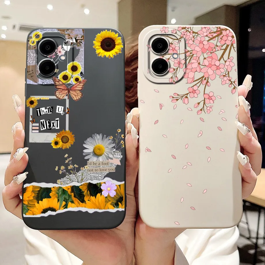 Phone Case Phone Protector Cover For Samsung Galaxy A06 A065F Soft Silicone TPU Flower Girly Fashion Case Cover Bumper Fundas