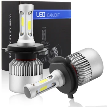 자동차 S2 헤드라이트 전구, LED H1, H7, H4, 9005, 9006, 자동 72W, 8000LM, 6500K, 오류 램프 없음, 로우 하이 빔, 조명용 9-36V, 1 쌍