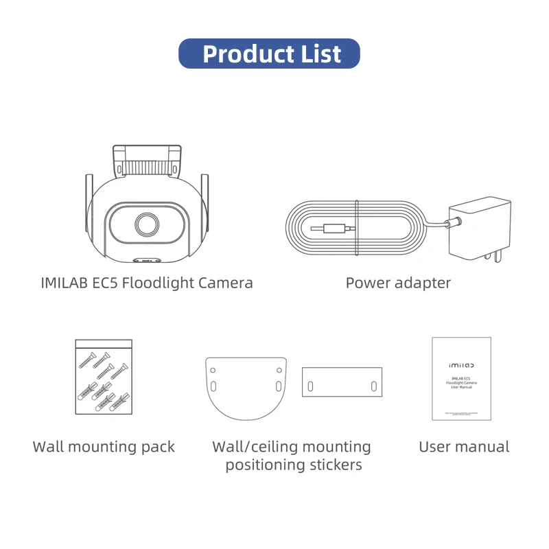 IMILAB EC5 투광 조명 카메라, 야외 와이파이 보안 비디오 감시 캠, IP 2K 컬러 야간 투시경, 360 ° 인간 추적 웹캠, 신제품