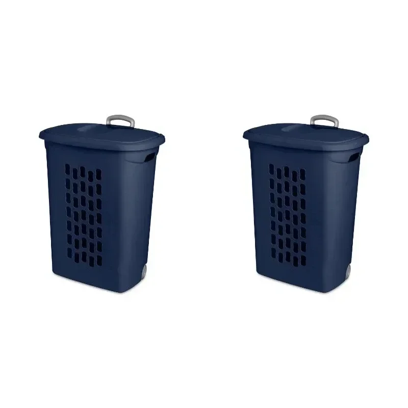 

Sterilite Ultra™ Wheeled Laundry Hamper Plastic, White, Set of 2