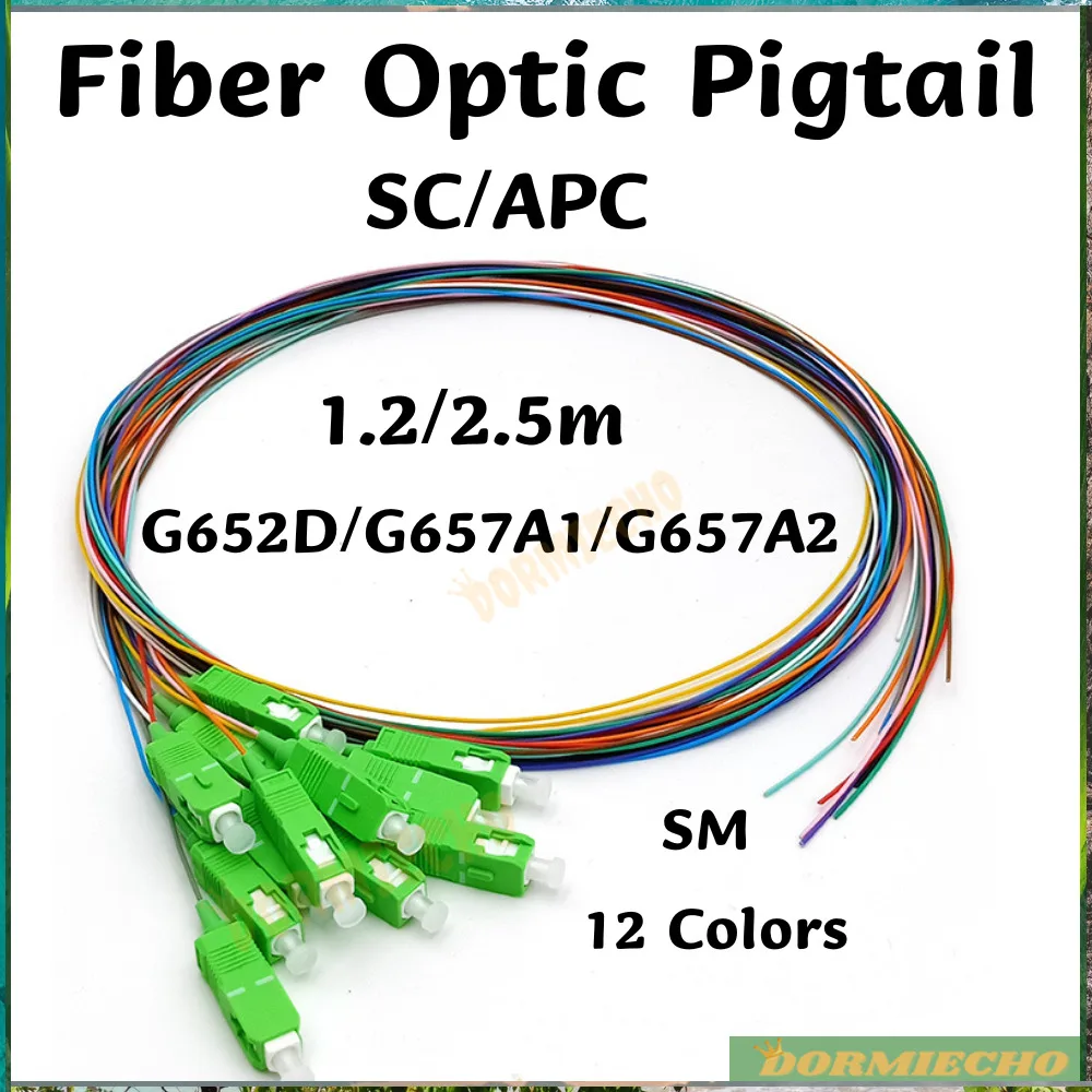 100% Originale Sc/Apc Patch Cord In Fibra/Pigtail 1.2/2.5M G652D/G657A1/G657A2 12 Colori Sm(9/125) Codino In Fibra Prezzo All'Ingrosso