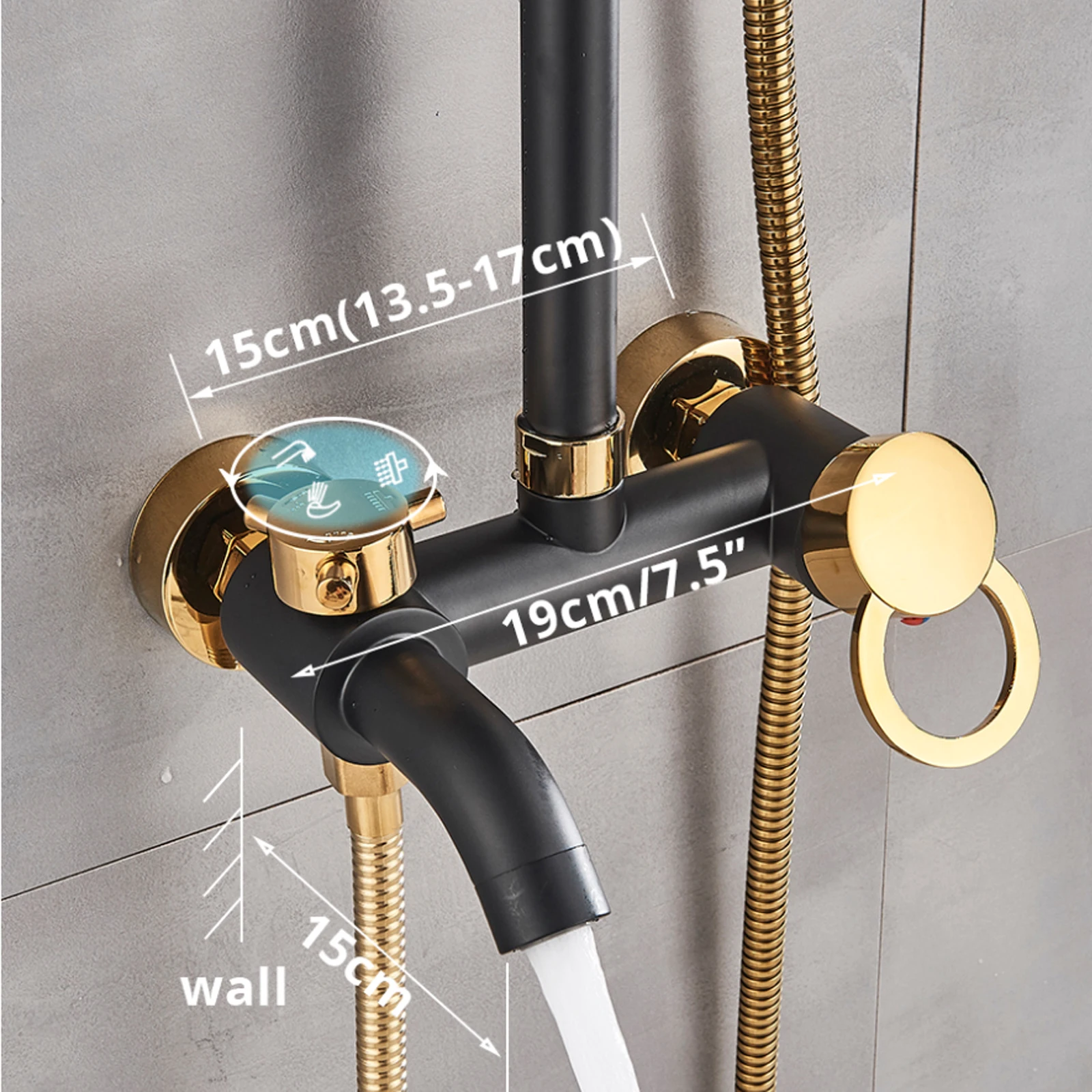Thermostatic Shower Set Bathroom Metal Black Shower Mixer Faucet Constant Shower Tap Shower Shelf 4