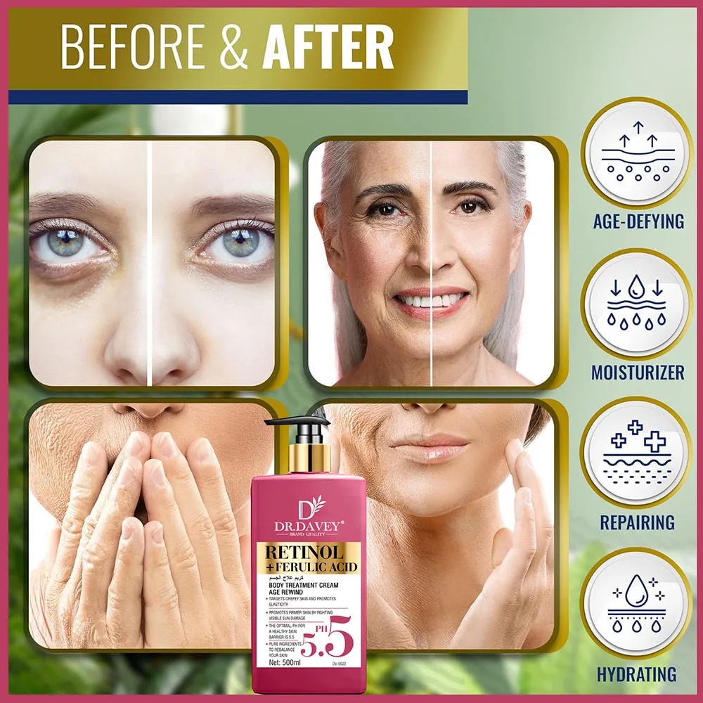 Body Lotion Cream Retinol Body Lotion Firming for Face Body Dry Skin Improves Elasticity Age Rewind Serum for Face Serum Brightening