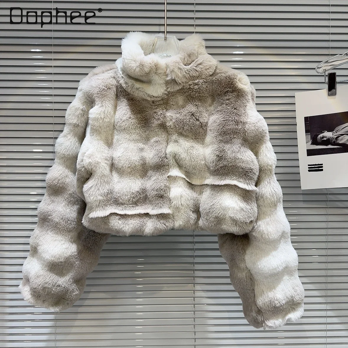 Imitation Mink Wool  Thermal Quilted Jaclets for Women 2023 Winter New Elegant Wave Design Thickened Long Sleeve Short Coat sweater fleece lined thickened winter mink fur single layer fleece lined half turtleneck men s thermal bottoming shirt